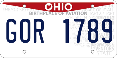 OH license plate GOR1789