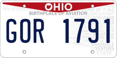 OH license plate GOR1791