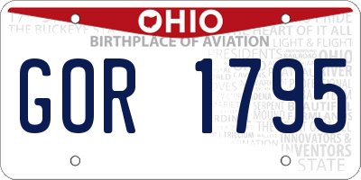 OH license plate GOR1795