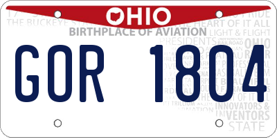 OH license plate GOR1804