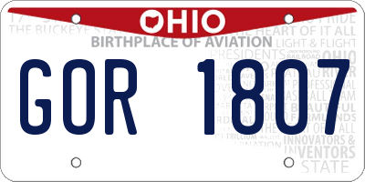 OH license plate GOR1807
