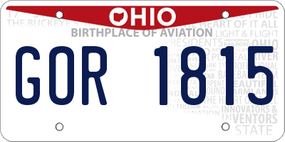 OH license plate GOR1815