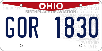 OH license plate GOR1830