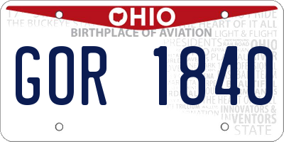 OH license plate GOR1840