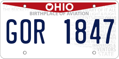 OH license plate GOR1847