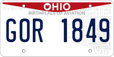 OH license plate GOR1849