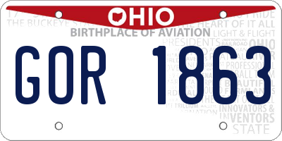 OH license plate GOR1863