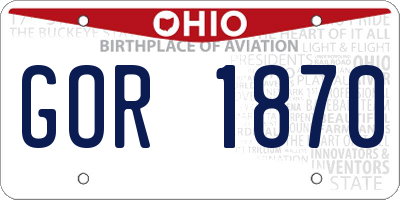OH license plate GOR1870