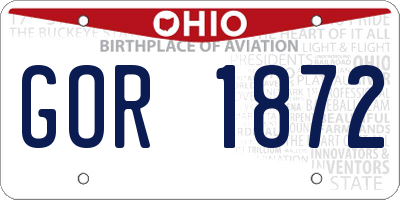 OH license plate GOR1872