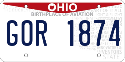OH license plate GOR1874