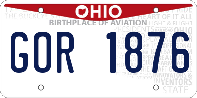 OH license plate GOR1876