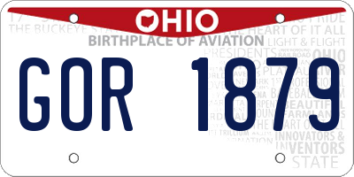 OH license plate GOR1879