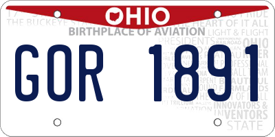 OH license plate GOR1891
