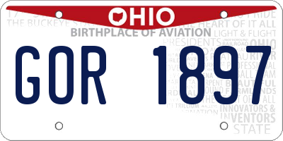 OH license plate GOR1897
