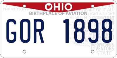 OH license plate GOR1898