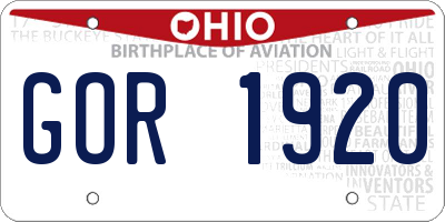 OH license plate GOR1920