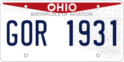 OH license plate GOR1931