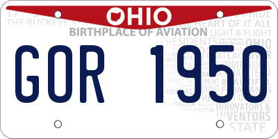 OH license plate GOR1950