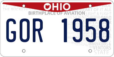 OH license plate GOR1958
