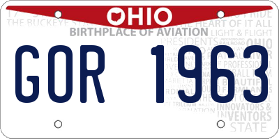 OH license plate GOR1963