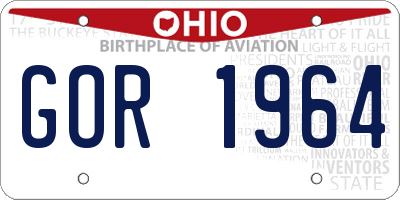 OH license plate GOR1964