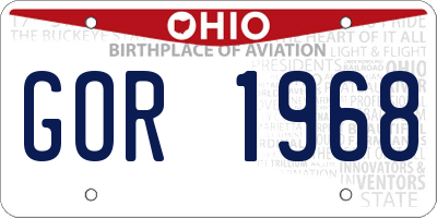 OH license plate GOR1968
