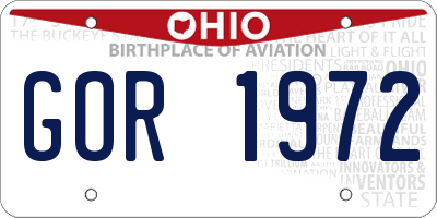 OH license plate GOR1972