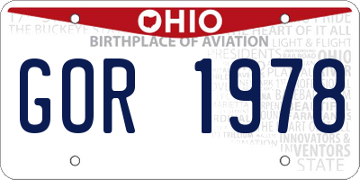 OH license plate GOR1978