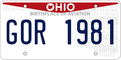 OH license plate GOR1981