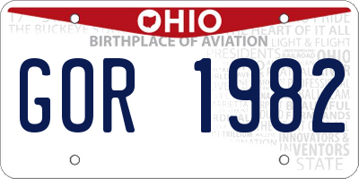 OH license plate GOR1982