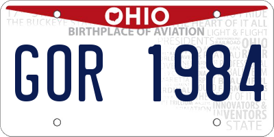 OH license plate GOR1984