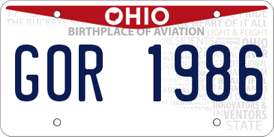 OH license plate GOR1986