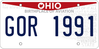 OH license plate GOR1991