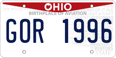 OH license plate GOR1996
