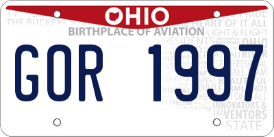 OH license plate GOR1997