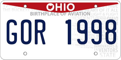 OH license plate GOR1998