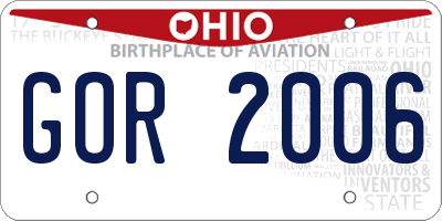 OH license plate GOR2006