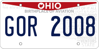 OH license plate GOR2008