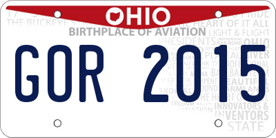 OH license plate GOR2015