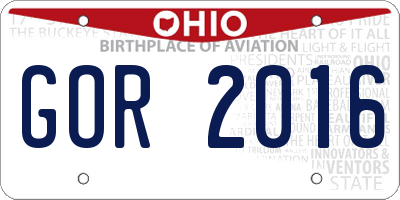 OH license plate GOR2016
