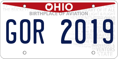 OH license plate GOR2019