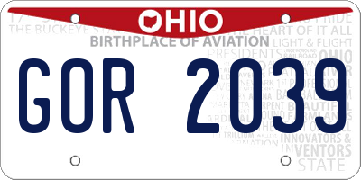 OH license plate GOR2039
