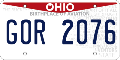 OH license plate GOR2076