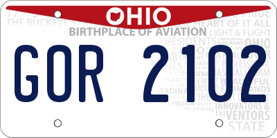 OH license plate GOR2102