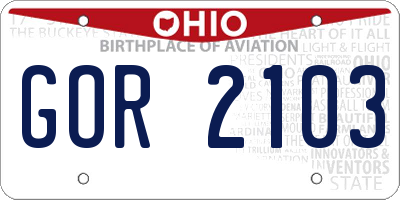 OH license plate GOR2103