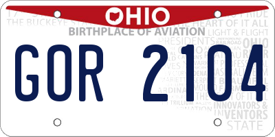 OH license plate GOR2104