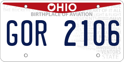 OH license plate GOR2106