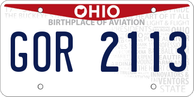 OH license plate GOR2113