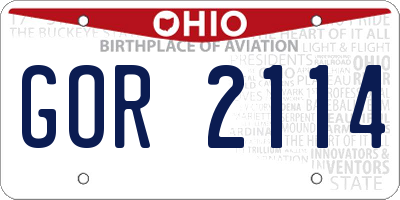 OH license plate GOR2114