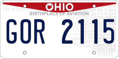 OH license plate GOR2115